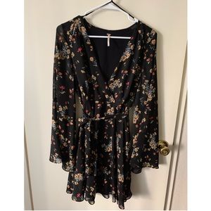 Free People Boho Mini Dress with bell sleeves